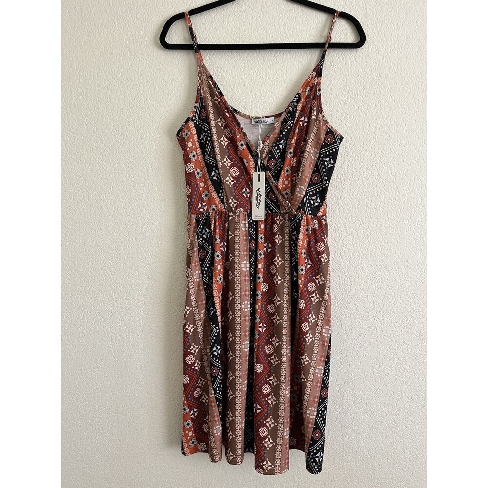 Styleword Floral Fit & Flare Mini Dress Spaghettis Strap Women Size M Stretch